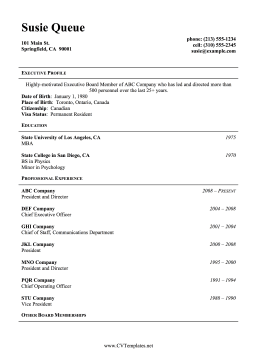 Board Member CV (A4)