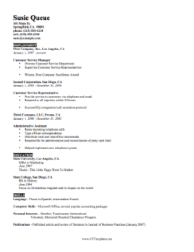 Brief CV Template