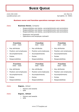 Business Owner CV (A4)