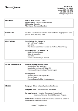 CV Internship (A4)