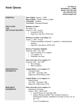 CV Veterinary Graduate