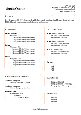 CV With Brackets A4