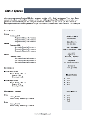 CV With Personal Profile A4