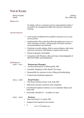 Career Change CV (A4)