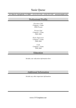 Chef CV Template (A4)