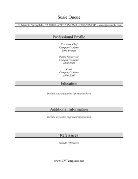 Chef CV Template