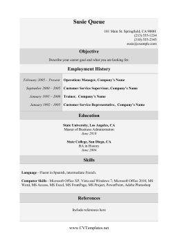 Chronological CV Template (A4)