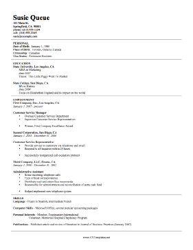 College CV Template