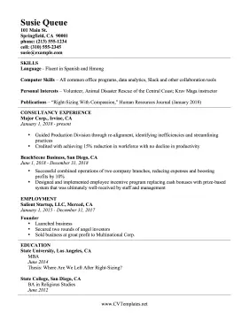 Consultant Skills CV Letter