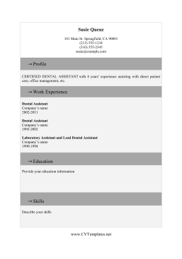 Dental Assistant CV Template (A4)