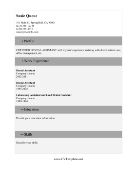 Dental Assistant CV Template