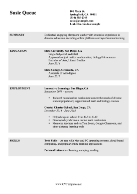 Distance Teaching CV A4