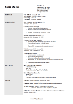 Employment CV Template (A4)