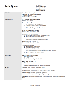 Employment CV Template