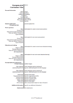 Europass CV Template (A4)