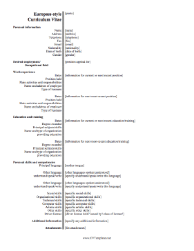 Europass CV Template