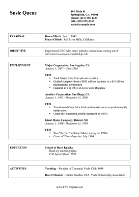 Experienced CV (A4)