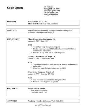 Experienced CV Letter