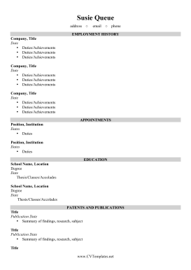 Extensive CV (A4)