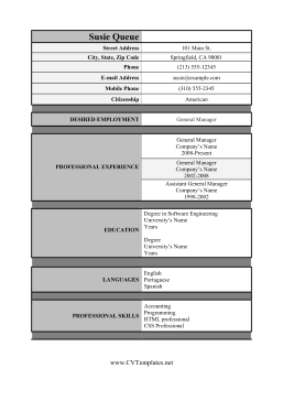 General Manager CV Template (A4)