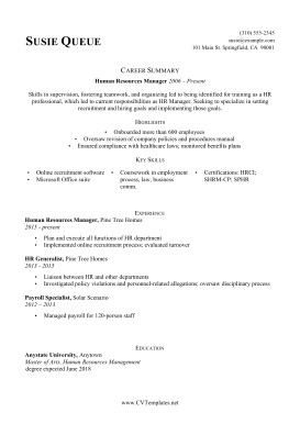 HR Manager CV (A4)