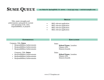 Horizontal Combination Colorful CV