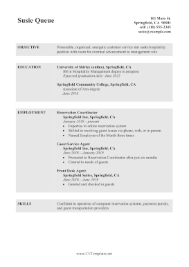 Hospitality CV A4