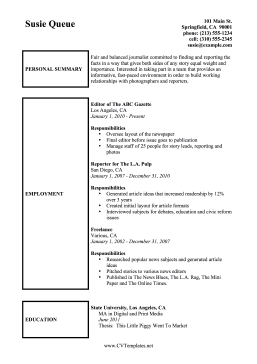 Journalist CV (A4)