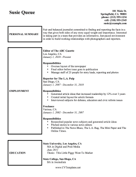 Journalist CV