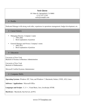 Manager CV Template