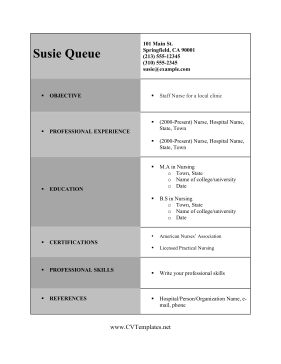 Nurse CV Template