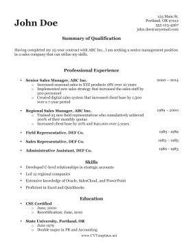 Older Worker CV