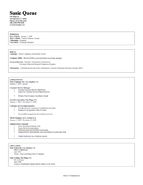 Proficiency CV Template