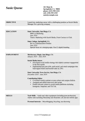 Recent Graduate CV (A4)