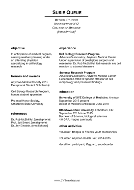 Residency CV (A4)