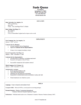 Sample CV Template