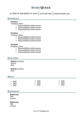 Skills Table CV A4