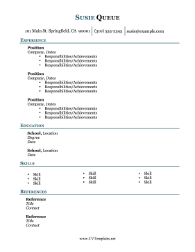 Skills Table CV Letter