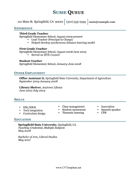 Skills Table Education CV Letter