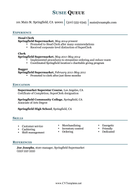 Skills Table Retail Essential Worker CV A4