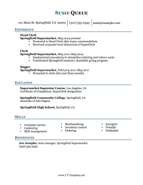 Skills Table Retail Essential Worker CV Letter