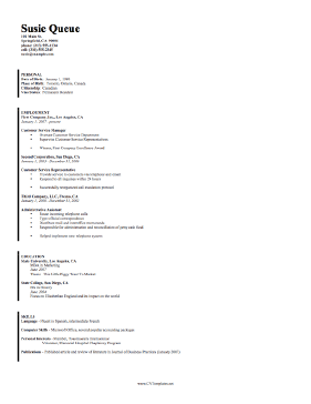 Specialist CV Template