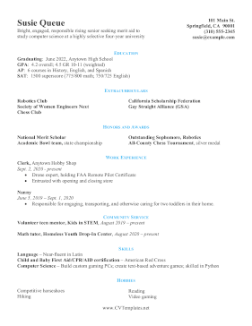 Student Scholarship Resume CV Letter