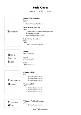 Study Abroad CV (A4)