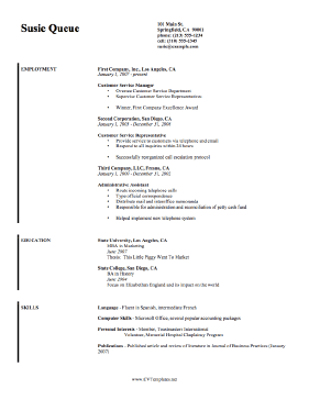 Supervisor CV Template