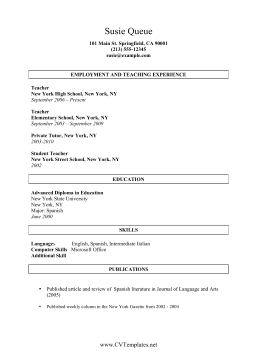 Teacher CV Template (A4)