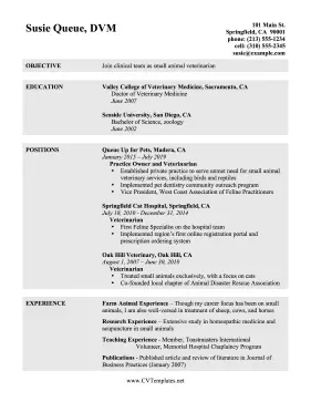 Veterinarian CV Letter